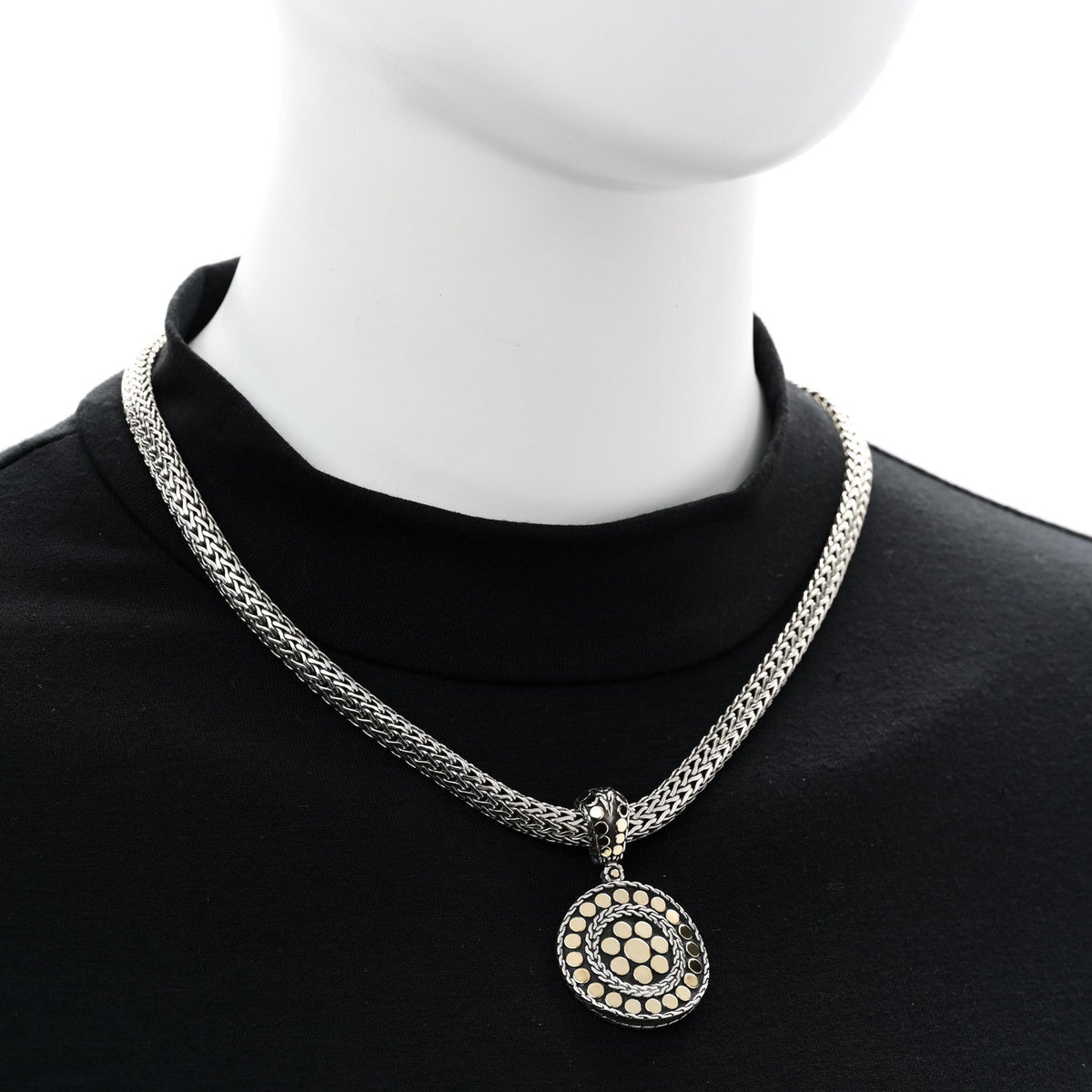 John Hardy Sterling Silver 18K Yellow Gold Dot Enhancer Pendant Necklace