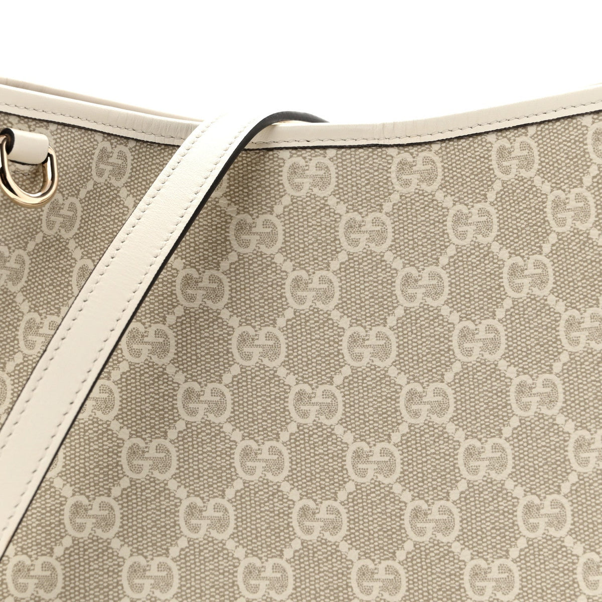 Gucci GG Supreme Monogram Medium Emblem Bucket Bag Beige White