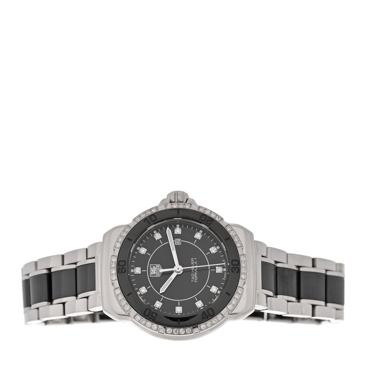 Tag Heuer Stainless Steel Ceramic Diamond 32mm Formula 1 Watch Black WAH1312