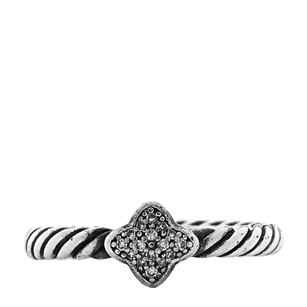 David Yurman Sterling Silver Diamond Quatrefoil Ring 49 5