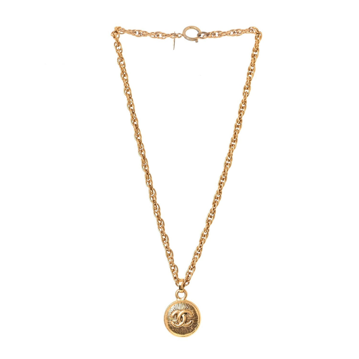 Chanel Metal CC Chain Pendant Necklace Gold
