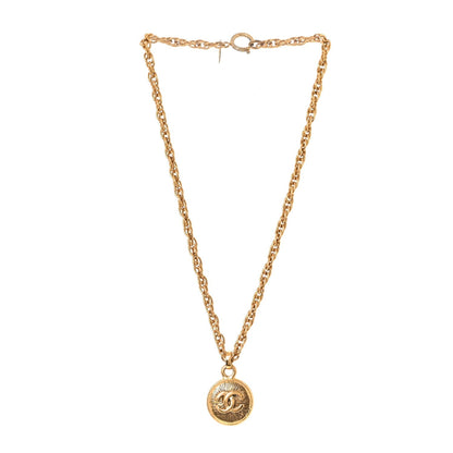 Chanel Metal CC Chain Pendant Necklace Gold