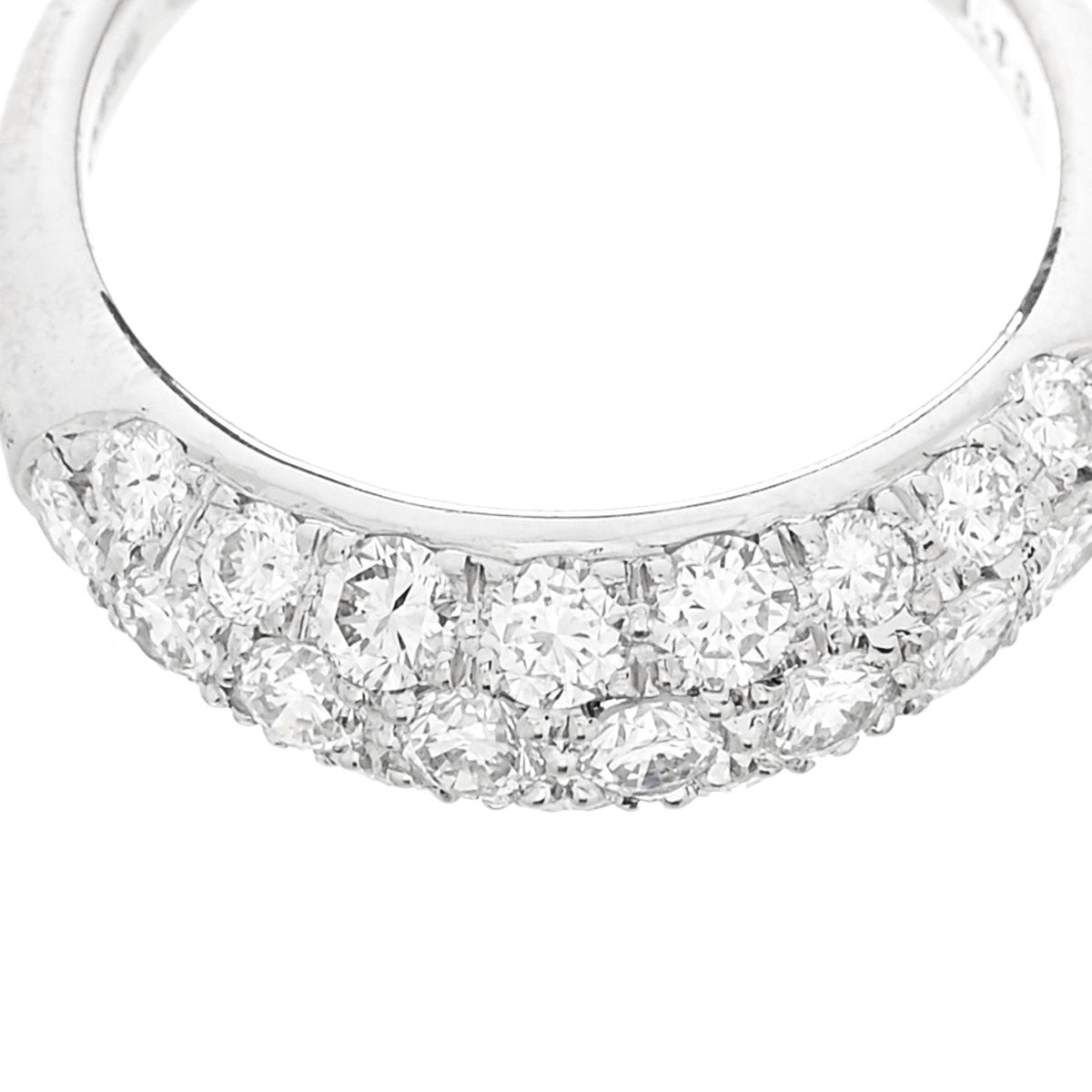 Platinum Diamond 1.18ctw Three Row Dome Band Ring 6