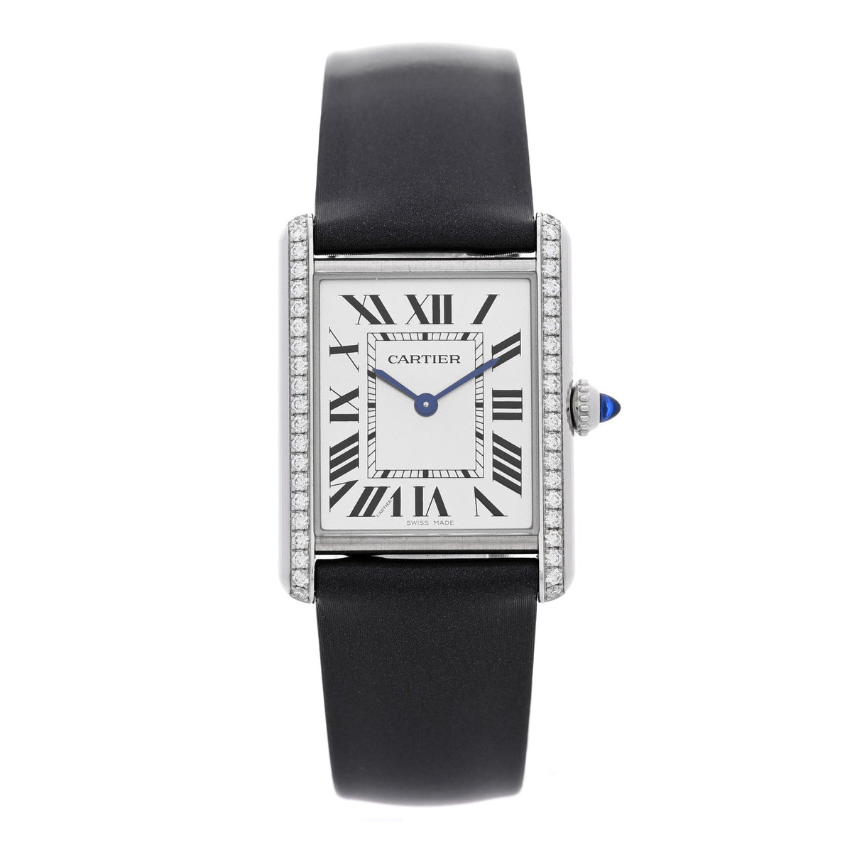 Cartier Stainless Steel Satin Diamond Women's 25mm Tank Watch