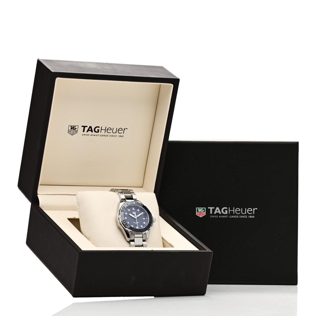 Tag Heuer Stainless Steel Ceramic Diamond 35mm Aquaracer Watch Blue WAY131L