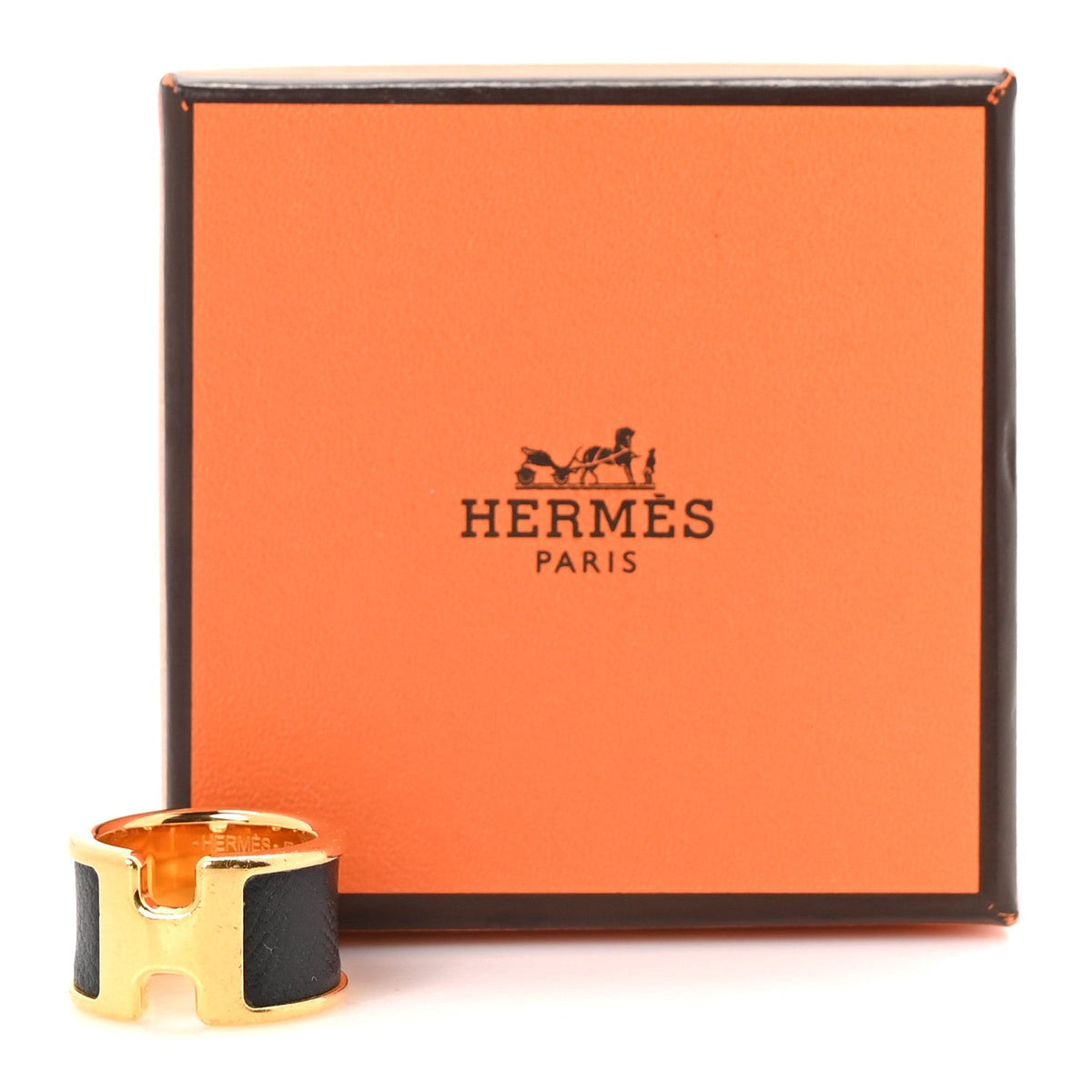 Hermes Madame Calfskin Large Olympe Ring XS Black