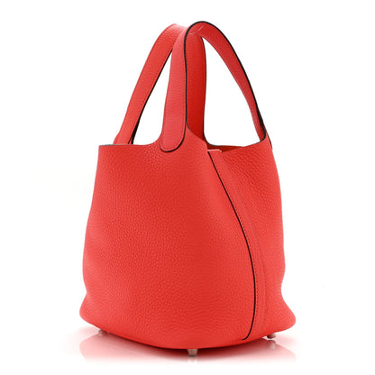 Hermes Taurillon Clemence Picotin Lock 18 PM Rouge Pivoine 1976701