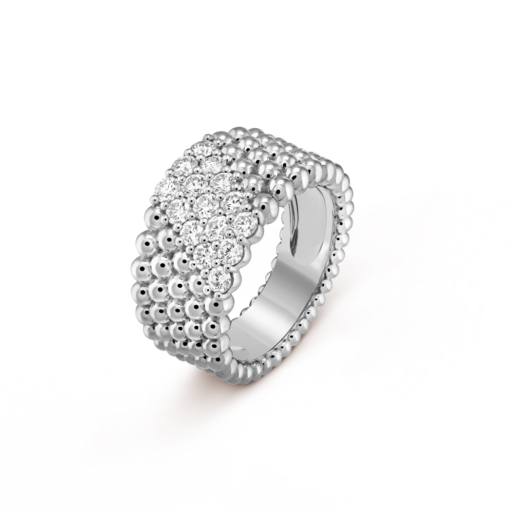 18K Gold Diamonds VCA Perlée Couleurs 5 Rows Ring