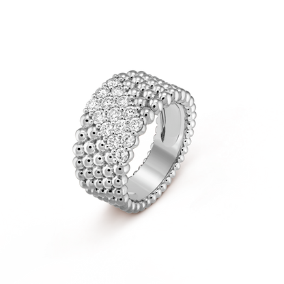 18K Gold Diamonds VCA Perlée Couleurs 5 Rows Ring