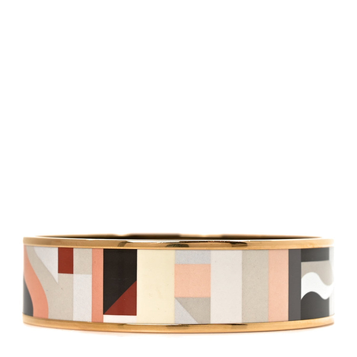 Hermes Enamel Perspective Cavaliere Wide Bracelet 62 Rose Gold