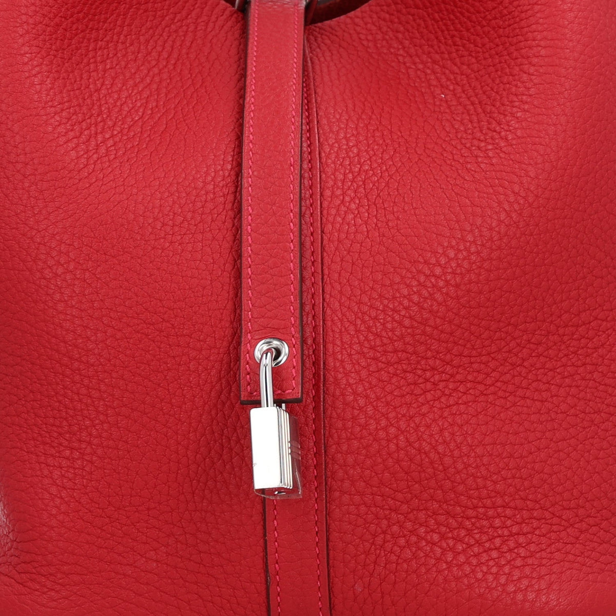 Hermes Taurillon Clemence 22cm Picotin Lock Bag Rouge Casaque