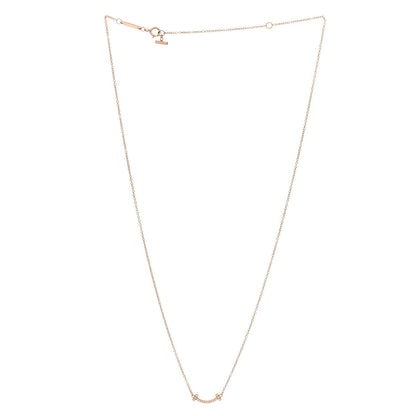 Tiffany 18K Rose Gold Diamond Mini T Smile Pendant Necklace