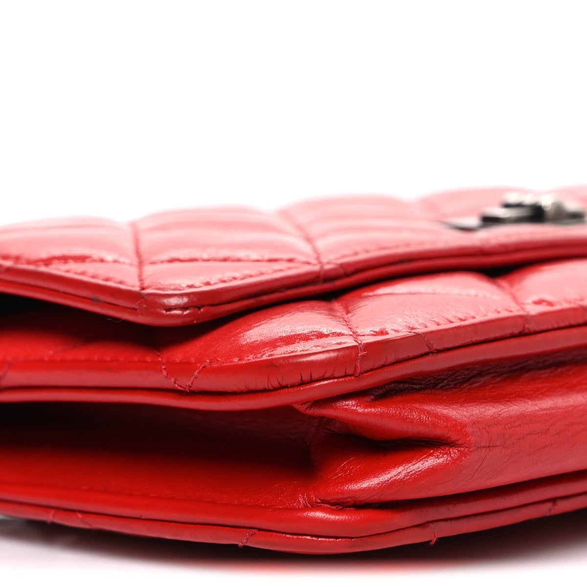 Chanel Glazed Calfskin Quilted Reissue Wallet On Chain Red