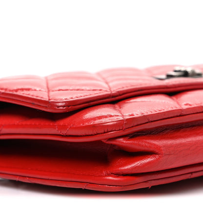 Chanel Glazed Calfskin Quilted Reissue Wallet On Chain Red