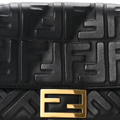 Fendi Nappa FF 1974 Embossed Baguette Black