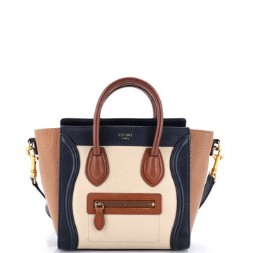 Tricolor Luggage Bag Leather Nano