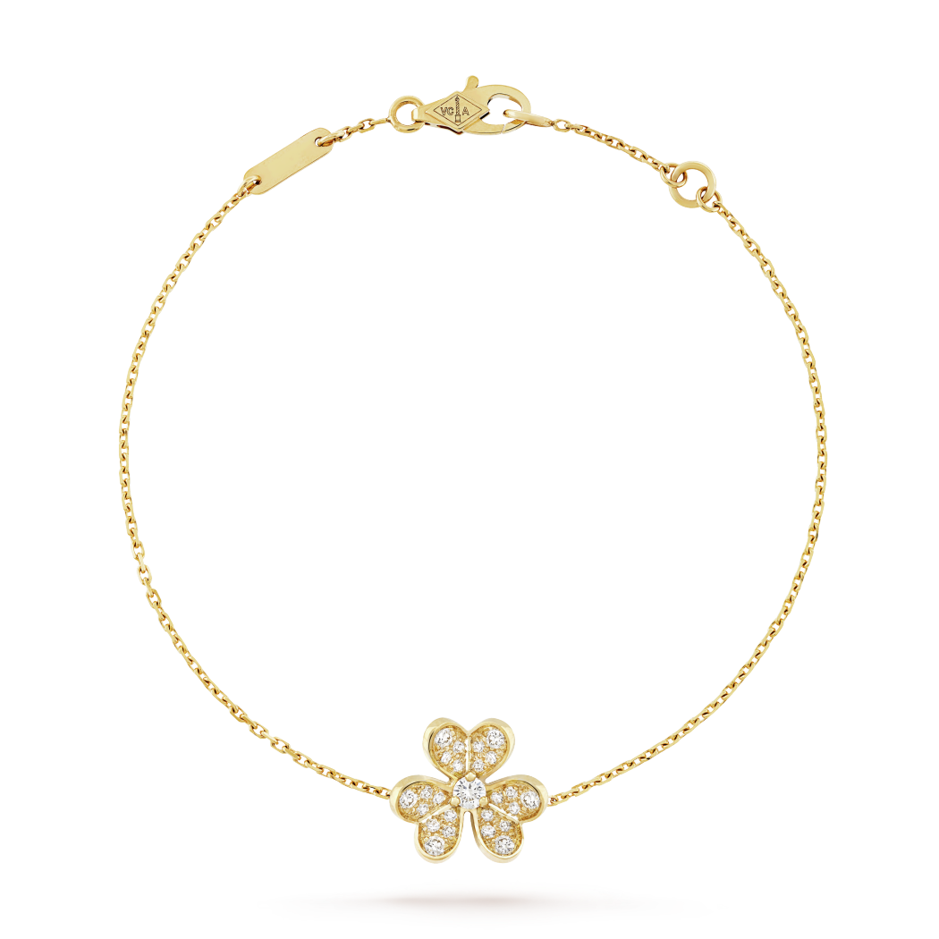 18K Gold Diamond VCA Frivole Mini Bracelet