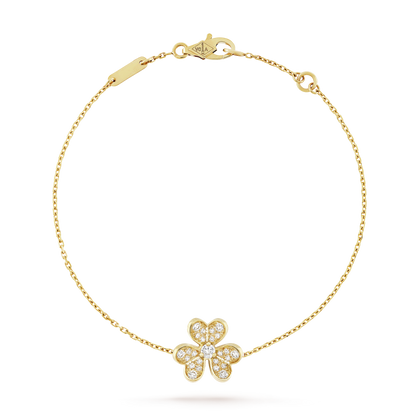 18K Gold Diamond VCA Frivole Mini Bracelet
