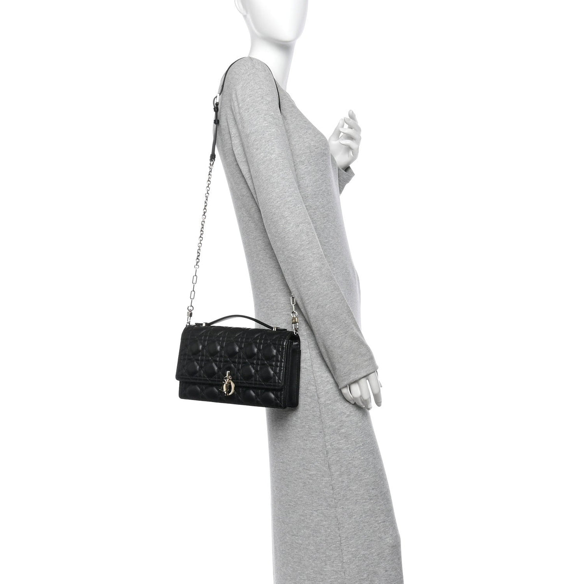 Dior Lambskin Cannage My Dior Top Handle Bag Black