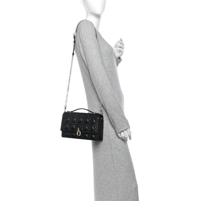 Dior Lambskin Cannage My Dior Top Handle Bag Black