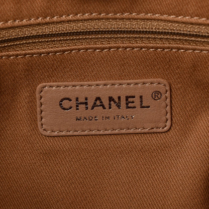 Chanel Mixed Fibers Calfskin Striped Small Deauville Tote Beige