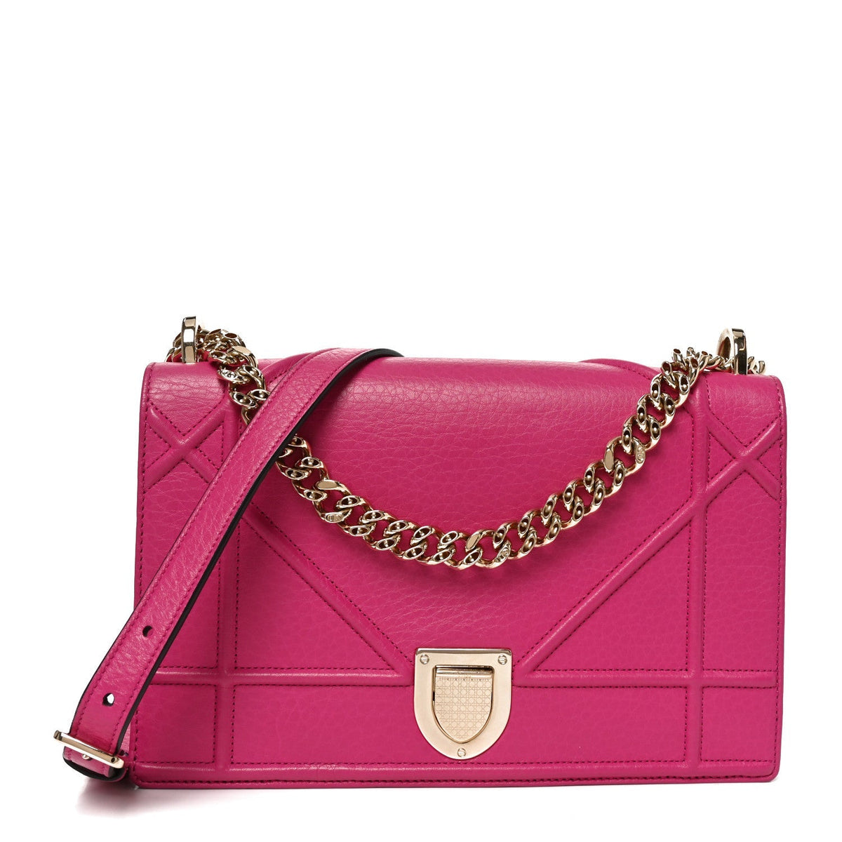 Christian Dior Grained Calfskin Medium Diorama Flap Bag Pink