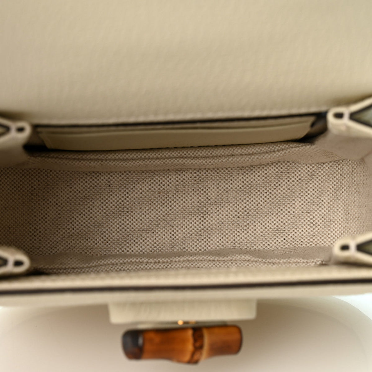 Gucci Jumbo GG Dollar Calfskin Mini Bamboo 1947 Bag Off White