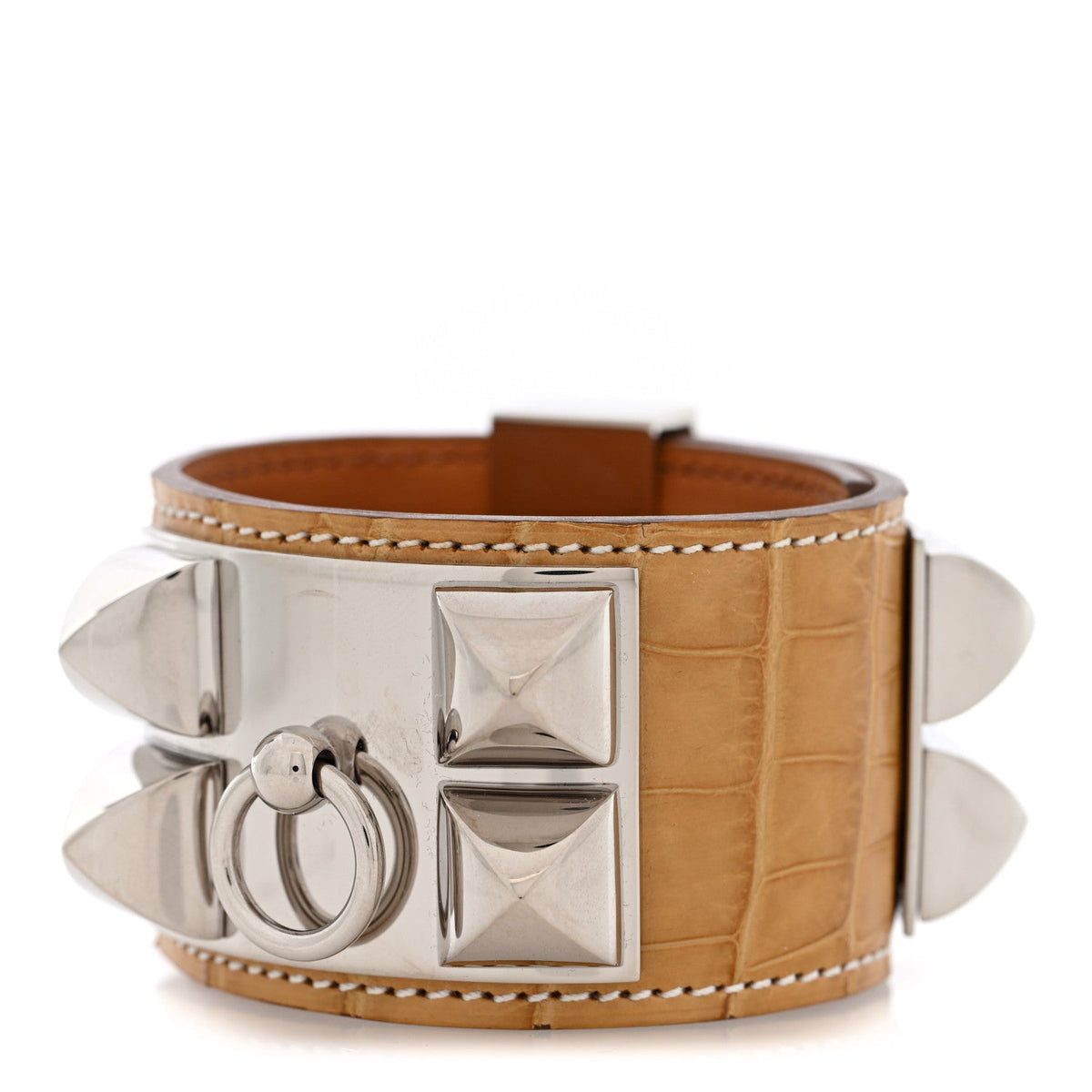 Hermes Matte Alligator Collier De Chien CDC Bracelet S Maize