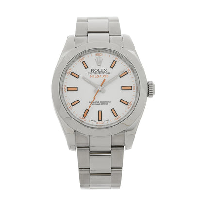 Rolex Stainless Steel 40mm Oyster Perpetual Milgauss Watch White 116400