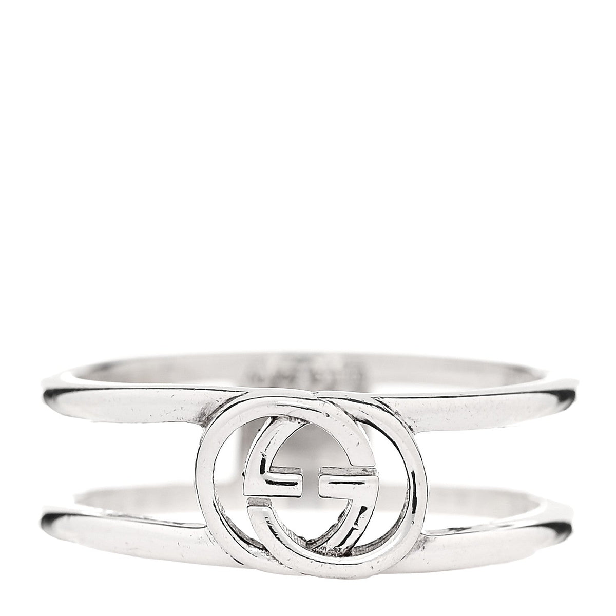 Gucci Sterling Silver 6mm Interlocking G Open Band Ring 50 5.25