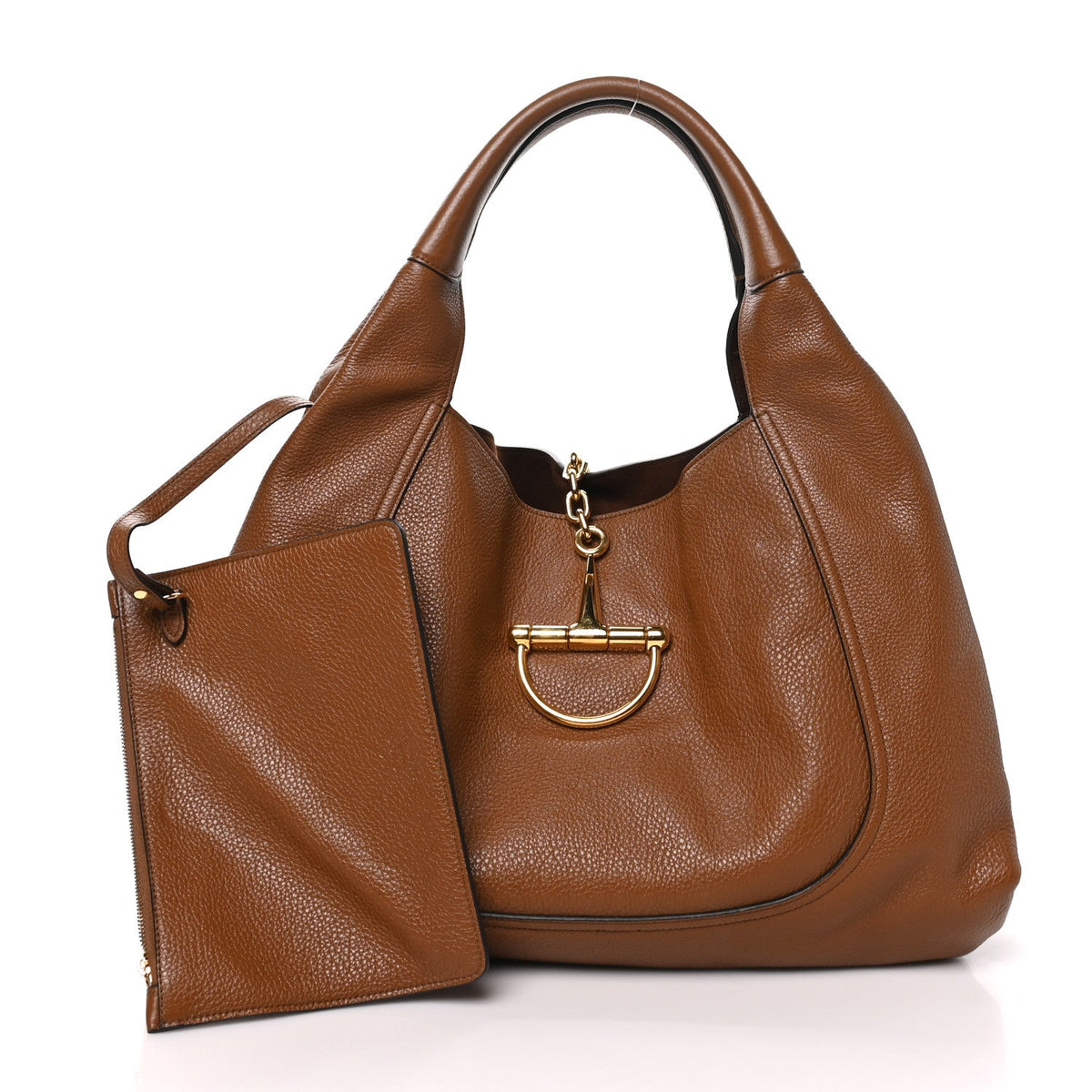 Gucci Grained Calfskin Softbit Maxi Shoulder Bag Brown 1985870