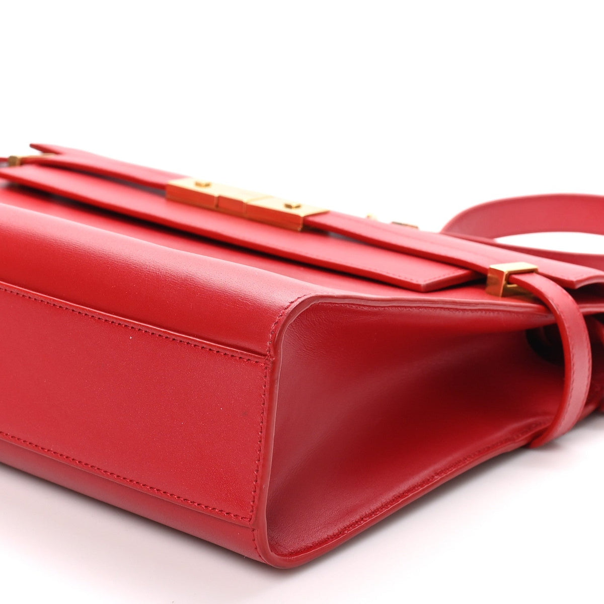 Saint Laurent Smooth Calfskin Manhattan Shoulder Bag Rouge Eros