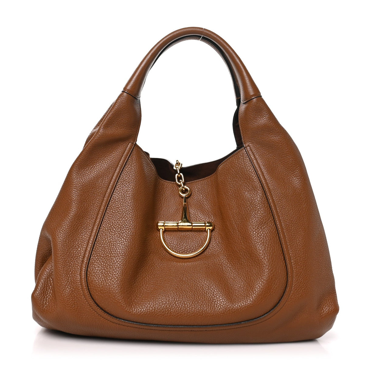 Gucci Grained Calfskin Softbit Maxi Shoulder Bag Brown 1985870