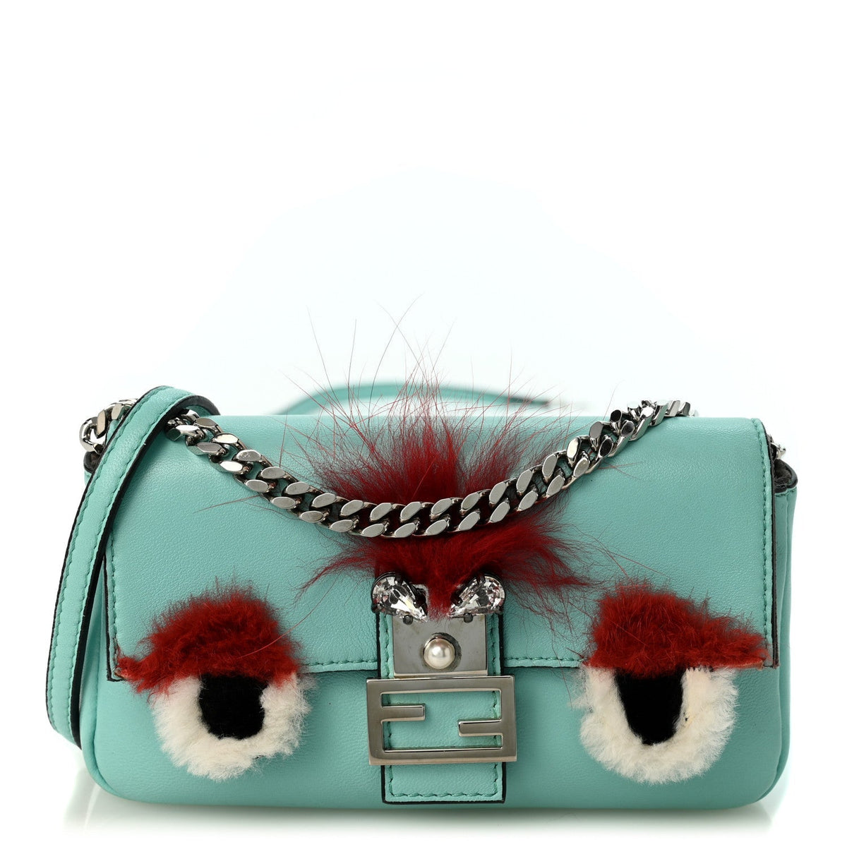 Fendi Nappa Rabbit Fox Fur Micro Buggie Baguette Tiffany 1981735