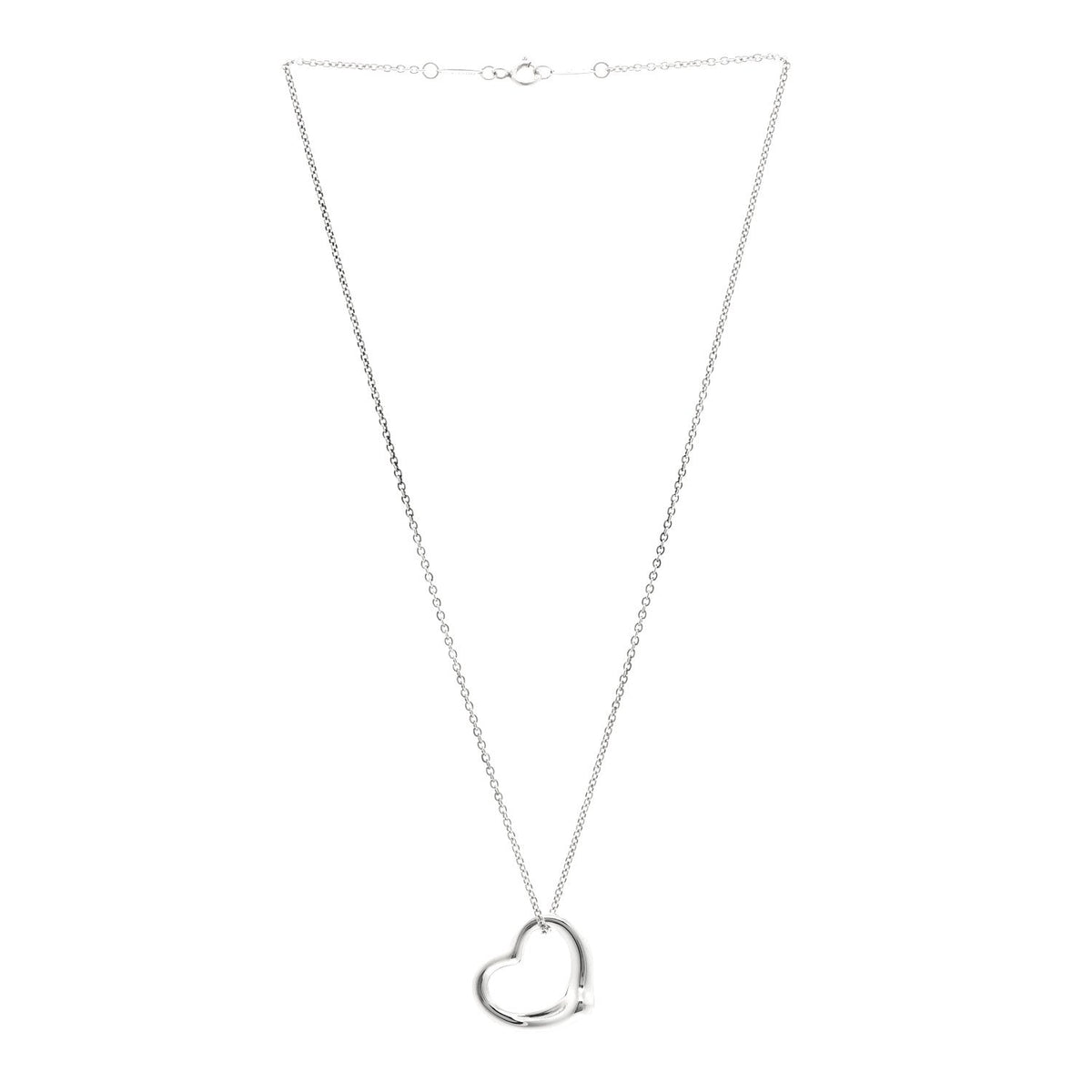Tiffany Sterling Silver Elsa Peretti 22mm Open Heart Pendant Necklace