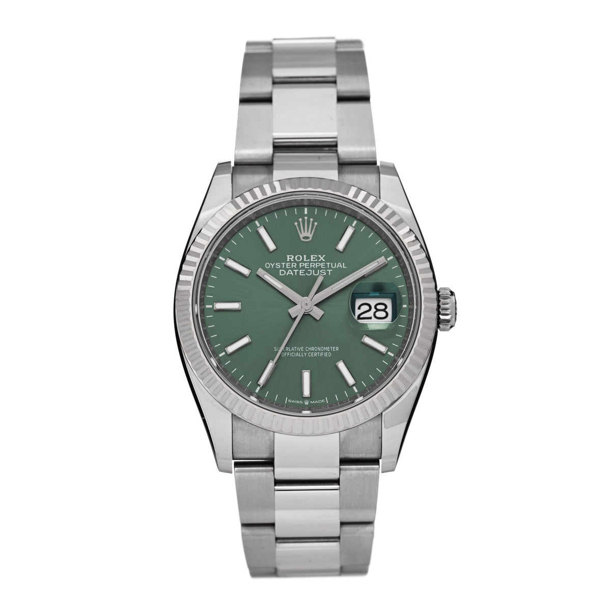 Rolex Stainless Steel 18K White Gold 36mm Datejust Watch 126234