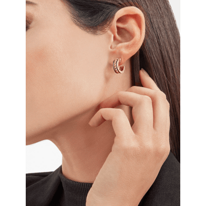 18K Rose Gold Black Ceramic BVLGARI B.zero1 Earrings