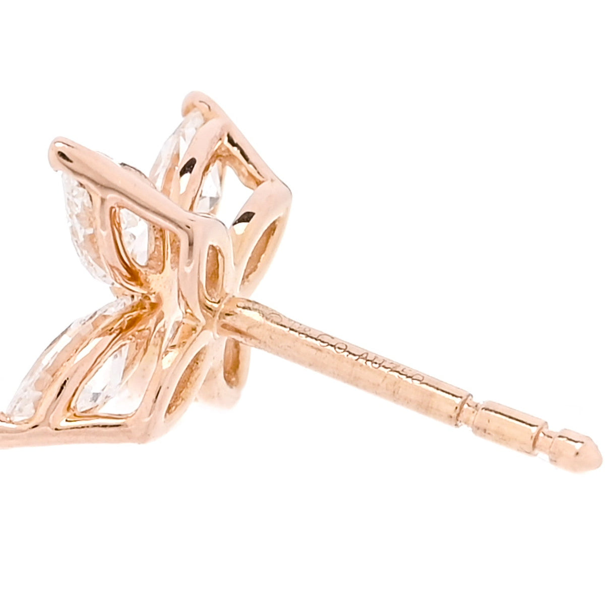 Tiffany 18K Rose Gold Diamond .92ct Medium Victoria Earrings