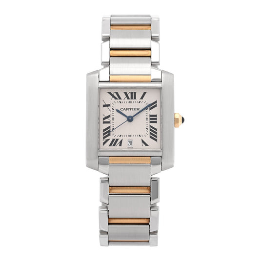 Cartier Stainless Steel 18K Yellow Gold 28mm Tank Francaise Watch