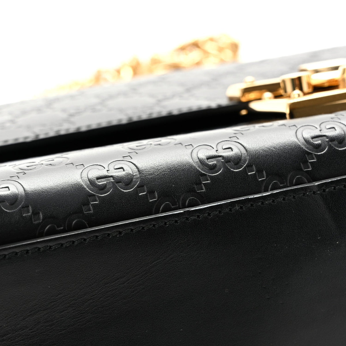 Gucci Guccissima Leather Medium Padlock Shoulder Bag Black