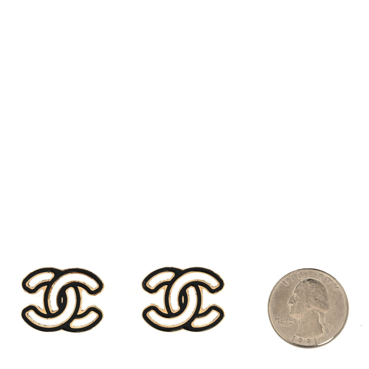 Chanel Metal Enamel CC Earrings Gold Black