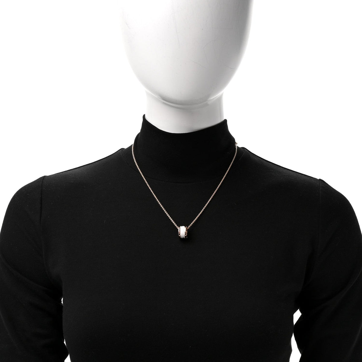 18K Rose Gold White Ceramic B.Zero1 Pendant Necklace