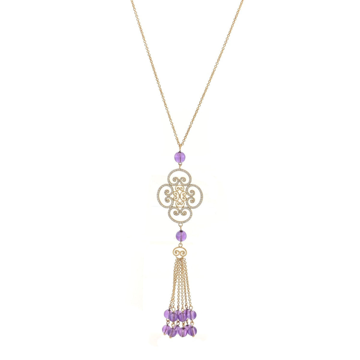 Tiffany 18K Yellow Gold Diamond Amethyst Paloma Picasso Goldoni Necklace