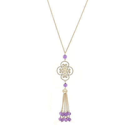 Tiffany 18K Yellow Gold Diamond Amethyst Paloma Picasso Goldoni Necklace