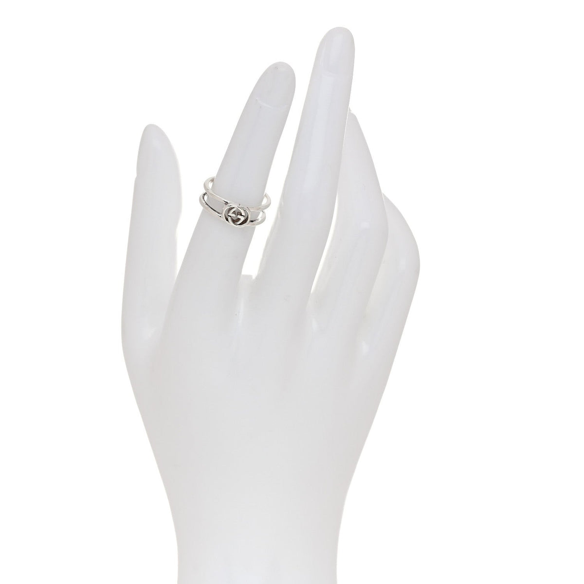 Gucci Sterling Silver 6mm Interlocking G Open Band Ring 50 5.25