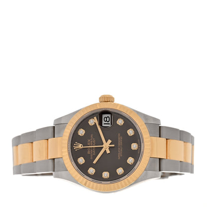Rolex Stainless Steel 18K Yellow Gold 31mm Datejust Watch Dark Grey 278273