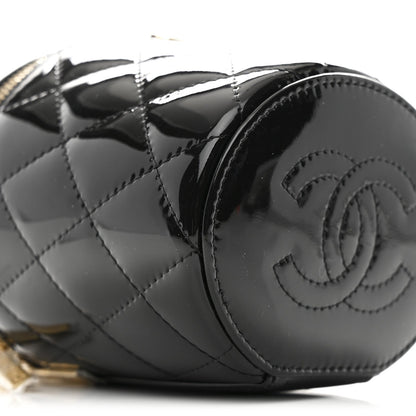 Chanel Patent Quilted Afternoon Tea Top Handle Vanity Case Black