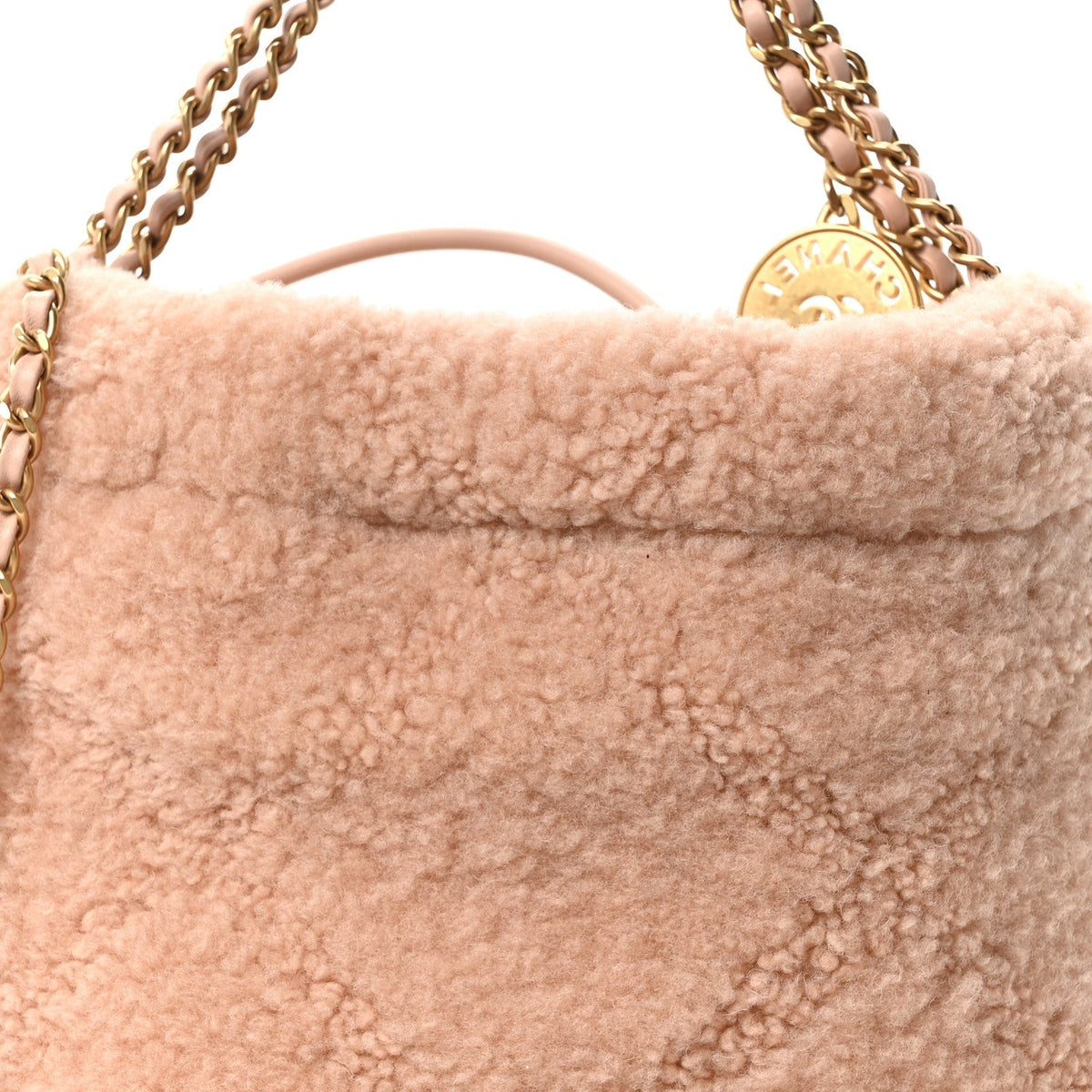 Chanel Shearling Quilted Mini Chanel 22 Shoulder Bag Light Pink 1921313