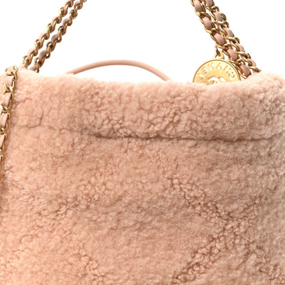 Chanel Shearling Quilted Mini Chanel 22 Shoulder Bag Light Pink 1921313
