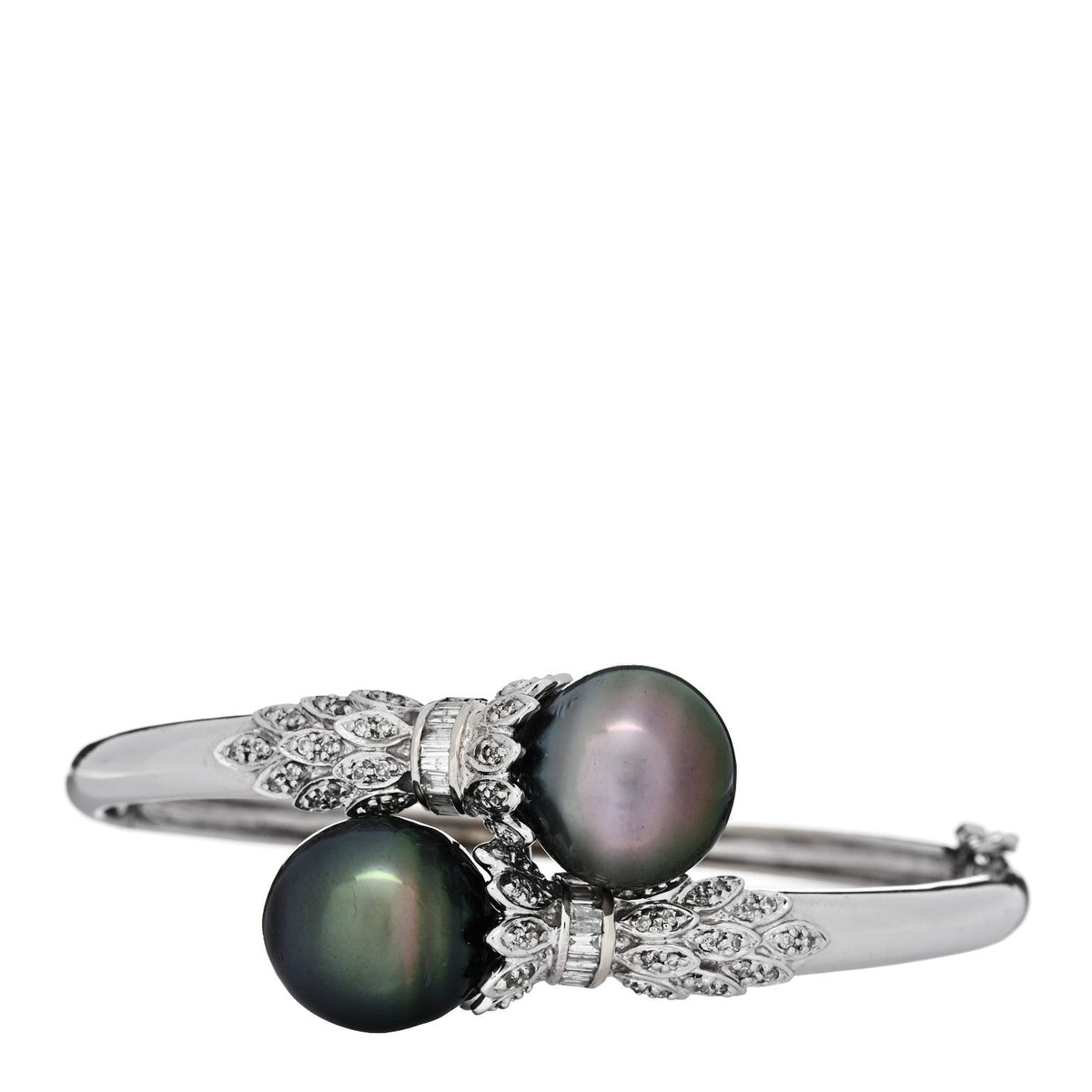 Parker & West by FASHIONPHILE14K White Gold Diamond Black Cultured Pearl .64ct Bypass Bracelet